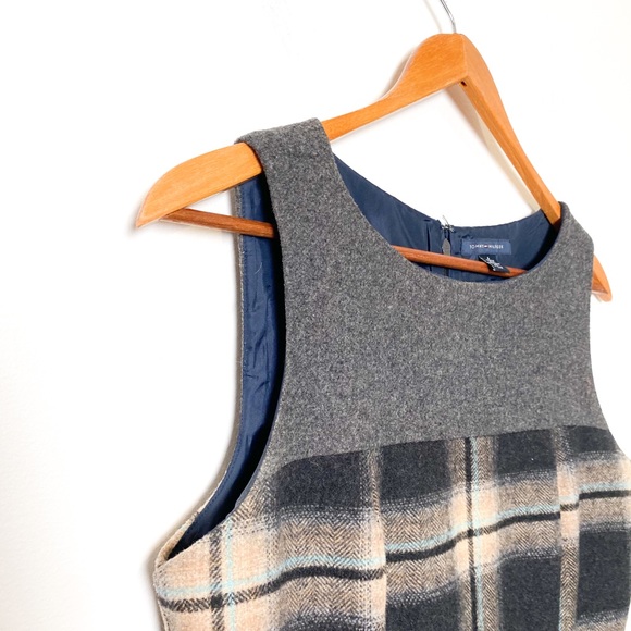 Tommy Hilfiger Wool Plaid Tartan Shift Tan Grey preppy dress - Picture 2 of 8